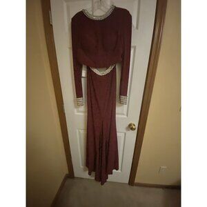 NWT! Rachel Allen 2-piece Beaded Wine in color long sleeve size 6 dress! 